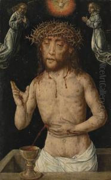 Christ As The Man Of Sorrows Oil Painting by Albrecht Bouts