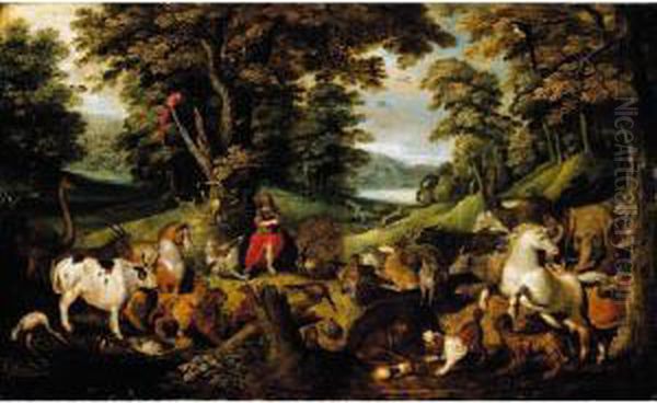 Orpheus Charming The Animals Oil Painting by Jacob Bouttats