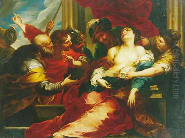 The death of Lucretia Oil Painting by Bartolomeo Biscaino