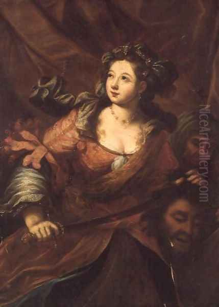 Judith leaving Holofernes tent Oil Painting by Bartolomeo Biscaino