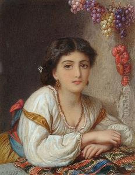 Portrait Of An Italian Girl Oil Painting by Agnes Rose Bouvier