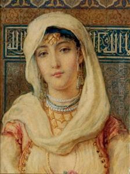 Portrait Of An Arab Beauty by Auguste Jules Bouvier, N.W.S.