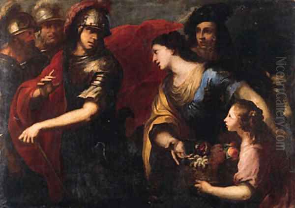 The Offering of Abigail Oil Painting by Bartolomeo Biscaino