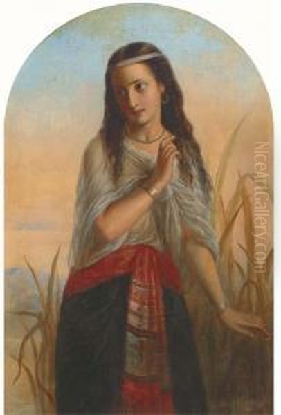 A Maiden In The Bullrushes Oil Painting by Laurent Joseph Daniel Bouvier