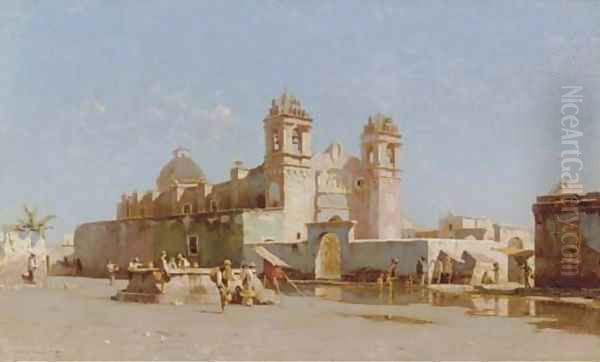 Church in Mexico Oil Painting by Howard Russell Butler