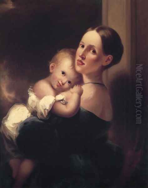 Mrs. James Miles Bush and Her Daughter, Nannie Oil Painting by Joseph H. Bush