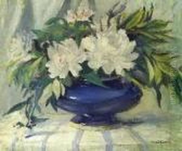 Harriette Bowdoin . White Peonies Oil Painting by Harriette Bowdoin