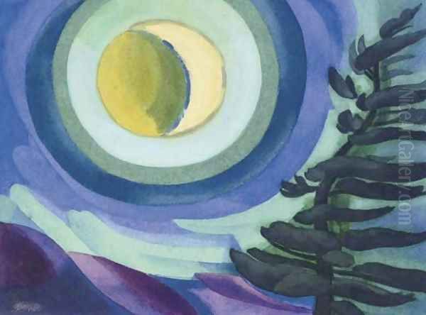 Moon Radiance Oil Painting by Oscar Bluemner