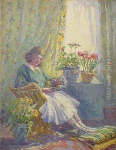 Girl Reading Oil Painting by Harriette Bowdoin