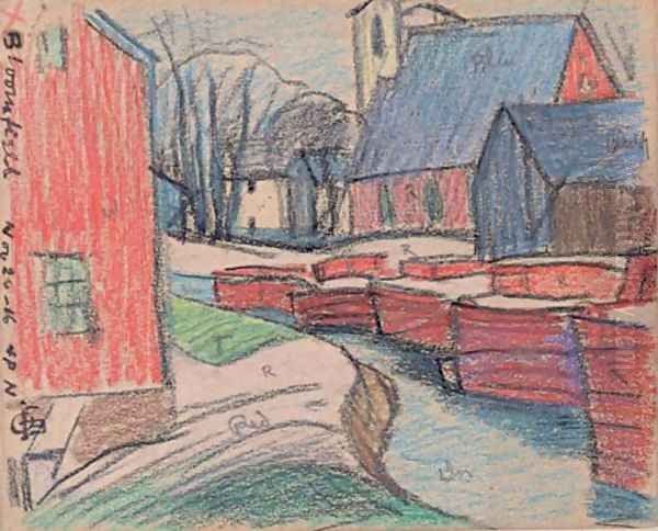 Bloomfield Oil Painting by Oscar Bluemner