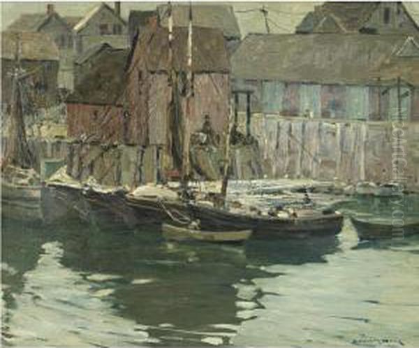 Rockport Harbor Oil Painting by Alexander Bower