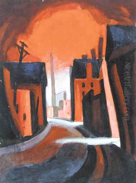 Dawn, Providence, Rhode Island Oil Painting by Oscar Bluemner