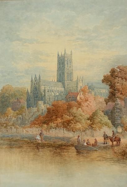 Worcester Cathedral Oil Painting by Stephen J. Bowers