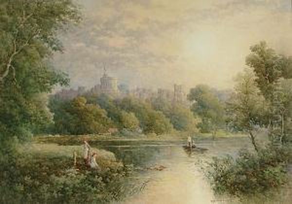 View Of Windsor Castle Oil Painting by Stephen J. Bowers