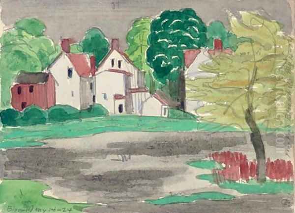 Frog Pond, Bloomfield Oil Painting by Oscar Bluemner