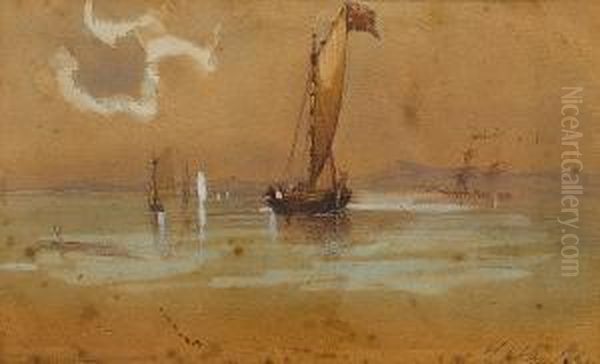 Vessels In Table Bay Oil Painting by Thomas William Bowler