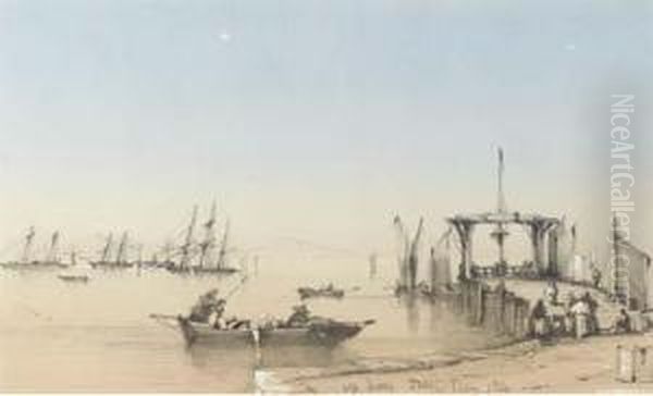 The Old Jetty, Table Bay Oil Painting by Thomas William Bowler