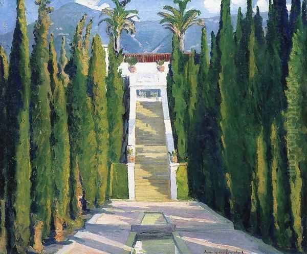 Garden at Santa Barbara Oil Painting by Louise Upton Brumback