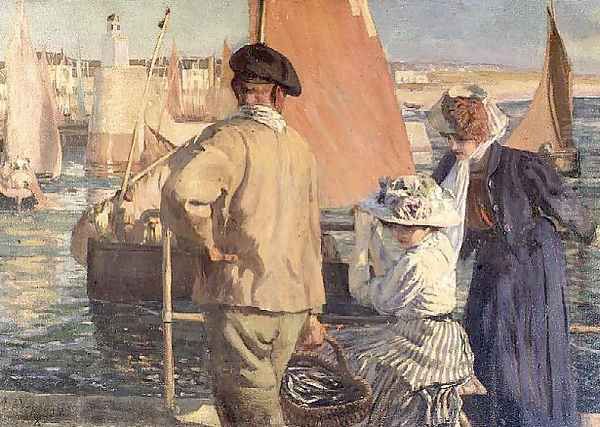 The Harbour at Nantes Oil Painting by Armand Joseph Bonamy