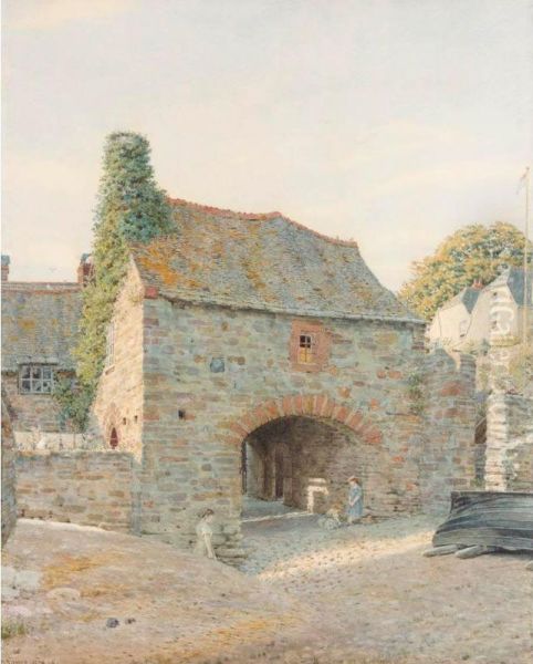 Old Buildings At Kingswear, South Devon Oil Painting by George Price Boyce