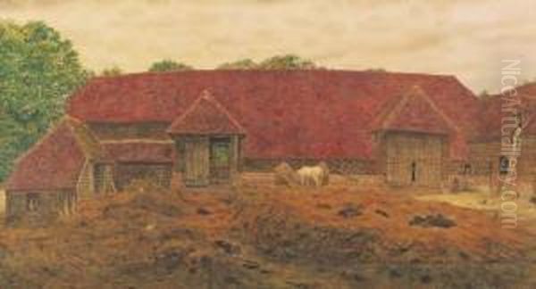 The Old Barn At Whitchurch Oil Painting by George Price Boyce