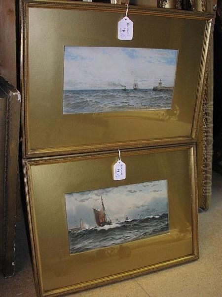 Seascape With Shipping, Signed And Dated 1904, Watercolour Oil Painting by William Thomas Nicholas Boyce