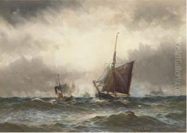 An Approaching Squall Off The Mouth Of The Tyne Oil Painting by William Thomas Nicholas Boyce