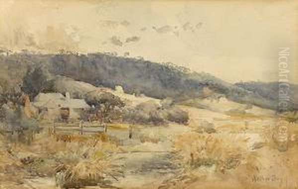 Landscape With Farmhouses Oil Painting by Arthur Merric Boyd