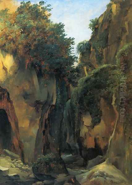 Ravine at Sorrento Oil Painting by Francois-Edouard Bertin