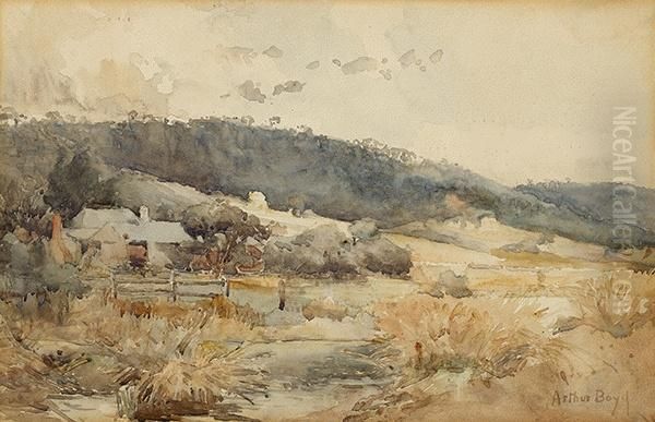 Landscape With Farmhouses Oil Painting by Arthur Merric Boyd