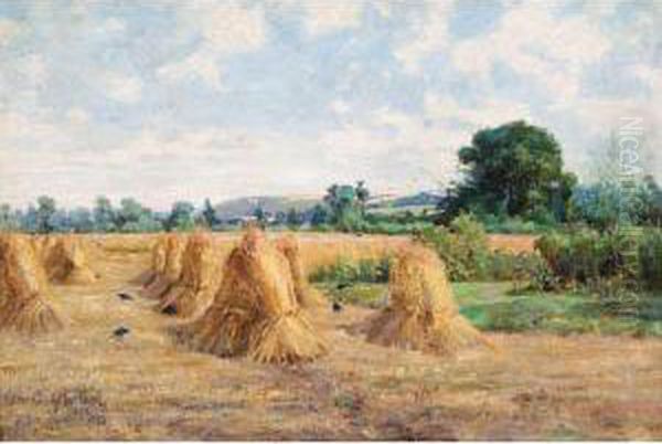 Wheatfield, Wiltshire Oil Painting by Arthur Merric Boyd