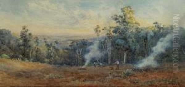 Burning Off, Upper Pakenham Oil Painting by Emma Minnie Boyd