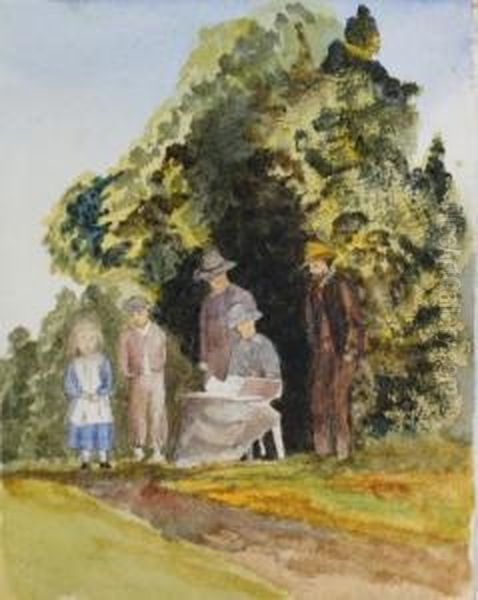 Sketching In The Garden Oil Painting by Emma Minnie Boyd