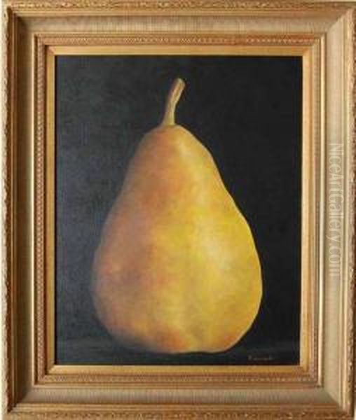 Yellow Pear Oil Painting by Emma Minnie Boyd