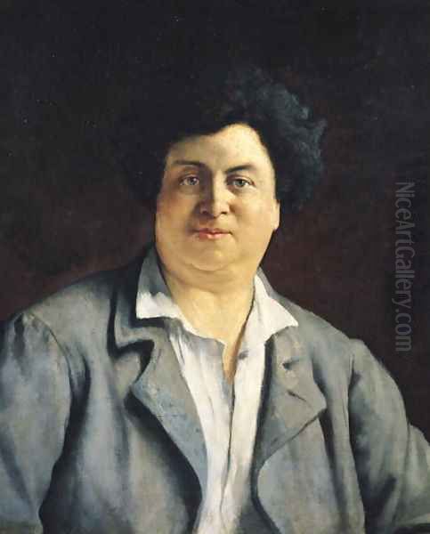 Portrait of Alexandre Dumas pere Oil Painting by Charles-Alphonse-Paul Bellay