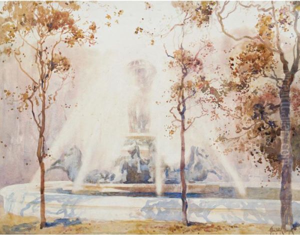 Bronze Horse Fountain Oil Painting by Theodore Penleigh Boyd