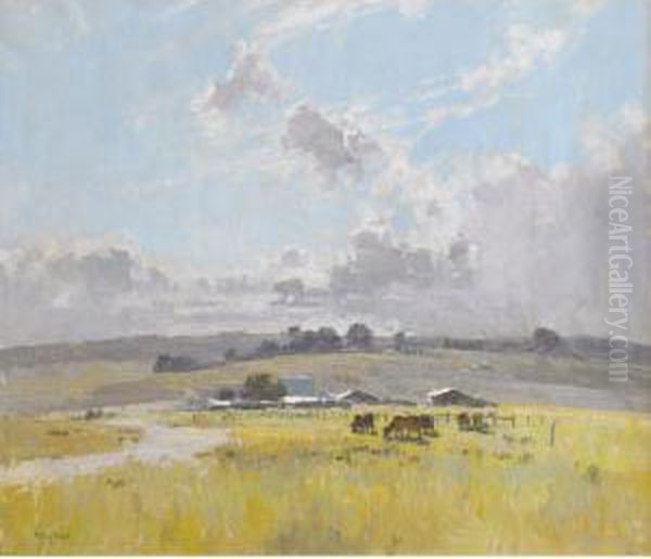 Landscape With Cattle And Farm Buildings Oil Painting by Theodore Penleigh Boyd