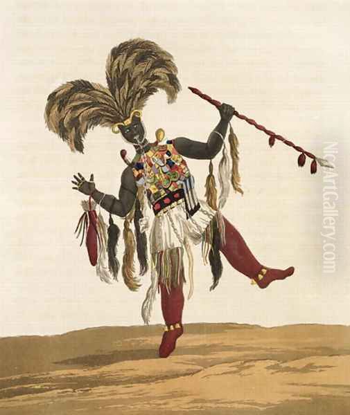 A Captain in his War Dress, from 'Mission from Cape Coast Castle to Ashantee', 1819 Oil Painting by Thomas Edward Bowdich