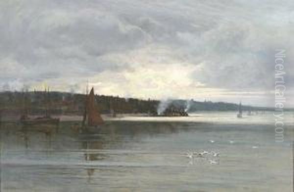 Birkenhead Coast With Fishing Boats Oil Painting by Creswick Boydell