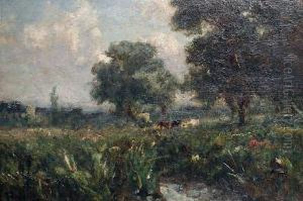 Cattle In A Summer Landscape Oil Painting by George Boyle