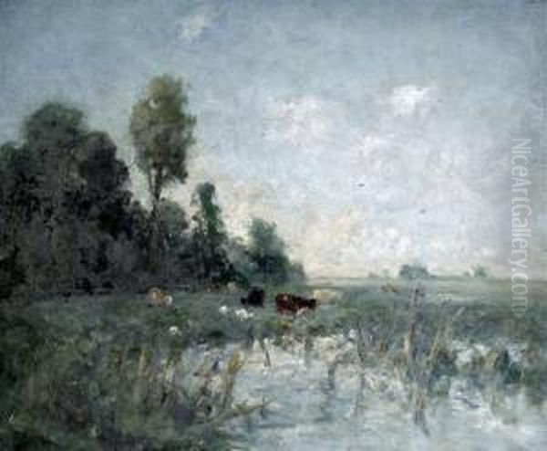 Cattle In A Meadow Oil Painting by George Boyle