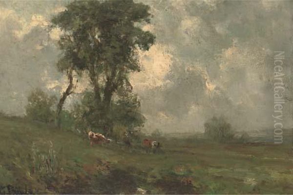 Cattle In A Landscape Oil Painting by George Boyle