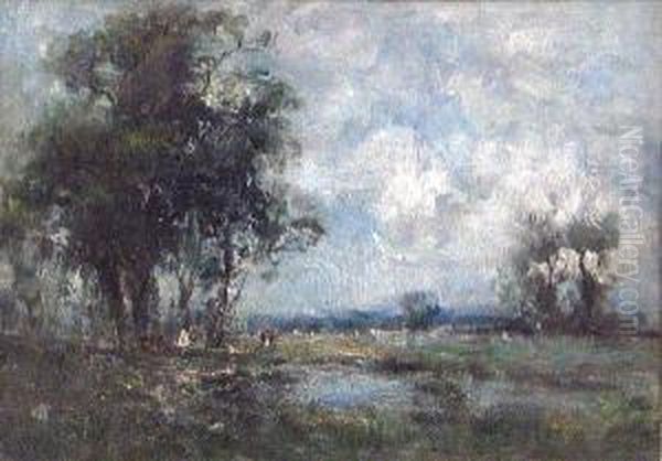 A River Landscape Oil Painting by George Boyle