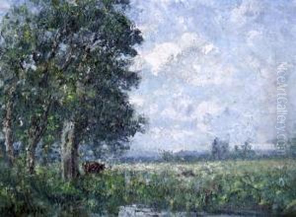 Cattle In A Meadow Oil Painting by George A. Boyle