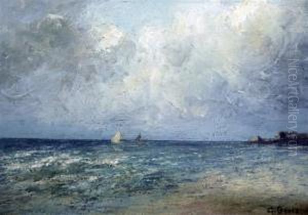 Fishing Boats Off The Coast Oil Painting by George A. Boyle