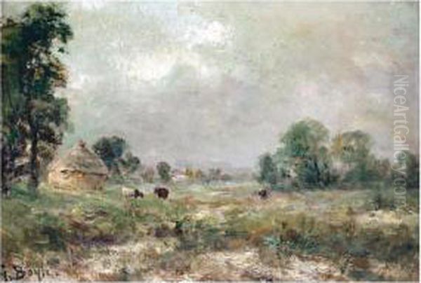 Landscape With Cattle Oil Painting by George A. Boyle