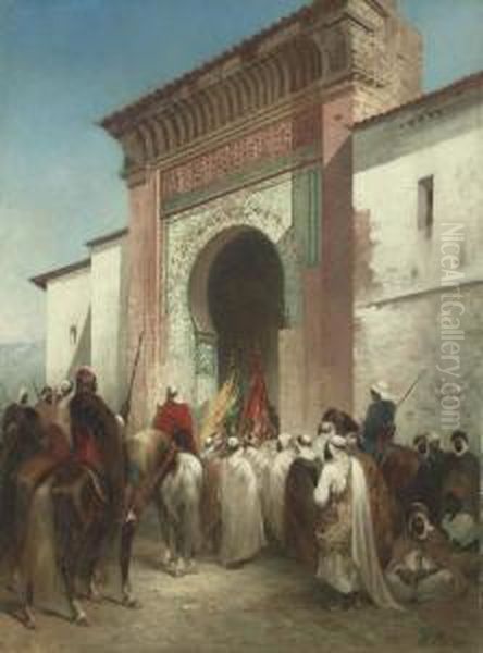 Royal Procession At The Gateway Oil Painting by Honore Boze