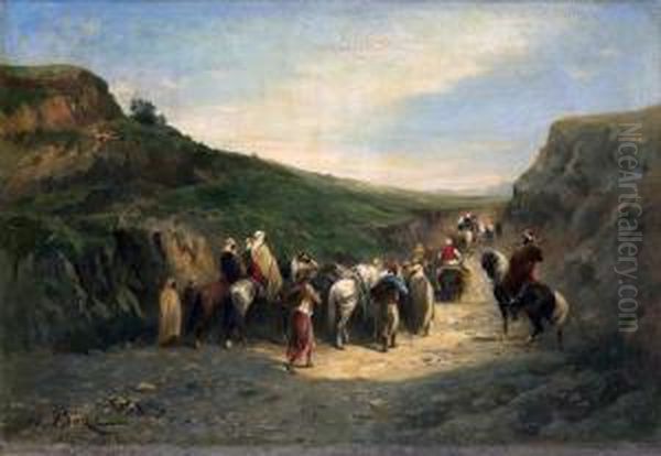 Caravane De Bedouins Oil Painting by Honore Boze