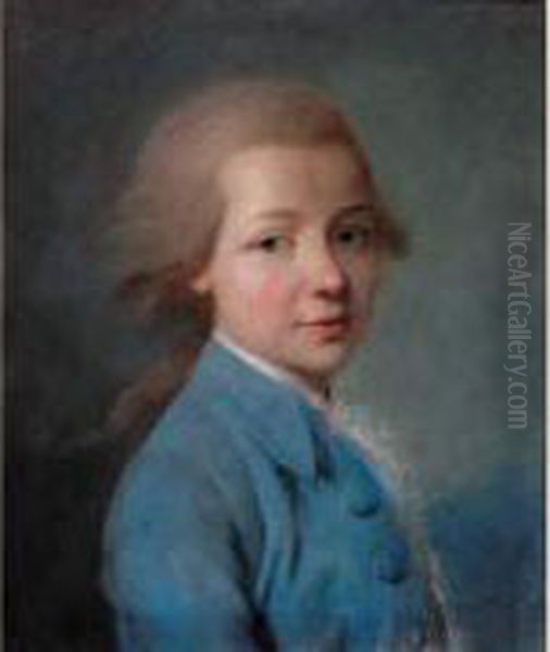 Portrait De Jeune Garcon A La Veste Bleue Oil Painting by Joseph Boze