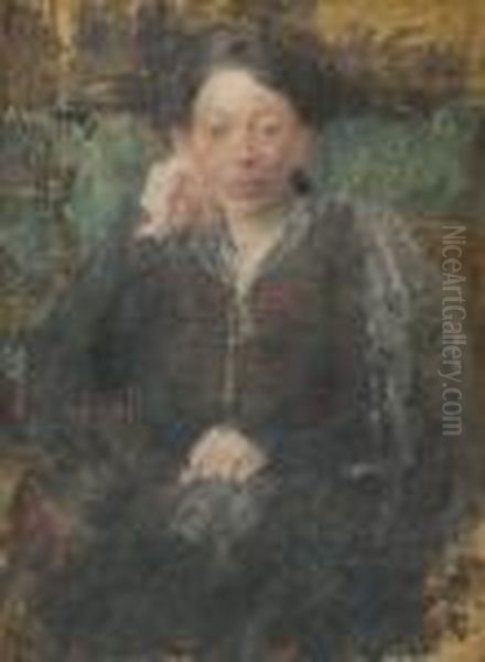 Portret Mlodej Kobiety,1908-1920 Oil Painting by Olga Boznanska